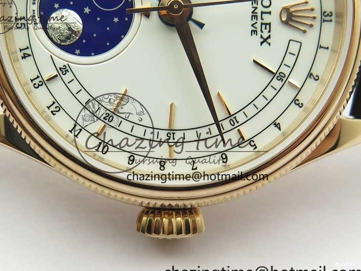 MiroTime 0320 Cellini 50535 Moonphase RG GMF Best Edition White Dial on Brown Leather Strap A Lightweight 2634
